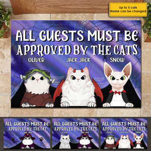 All Guests Must Be Approved By Our Cats - Cats Halloween - Personalized Decorative Mat.