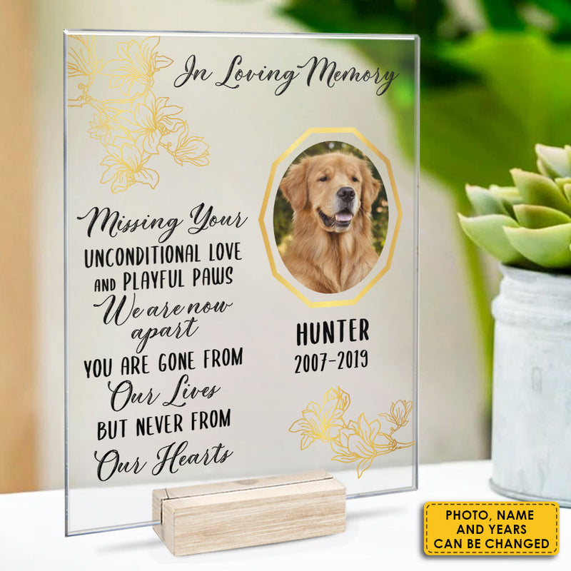 Missing You Unconditional Love And Playful Paws - Upload Image - Personalized Acrylic Plaque