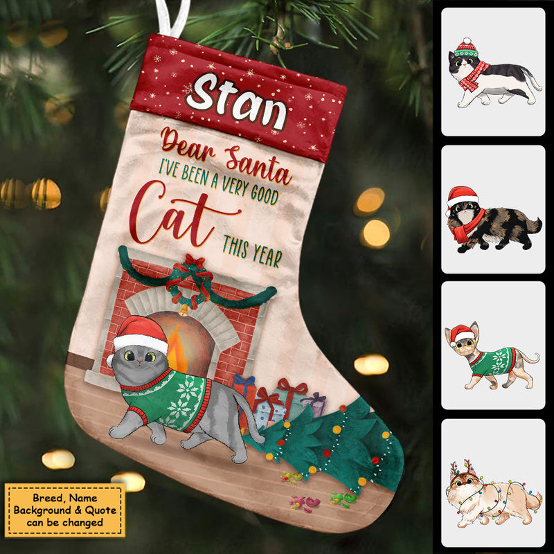 A Very Meowy Christmas - Walking Cat Christmas Costumes - Personalized Christmas Stocking