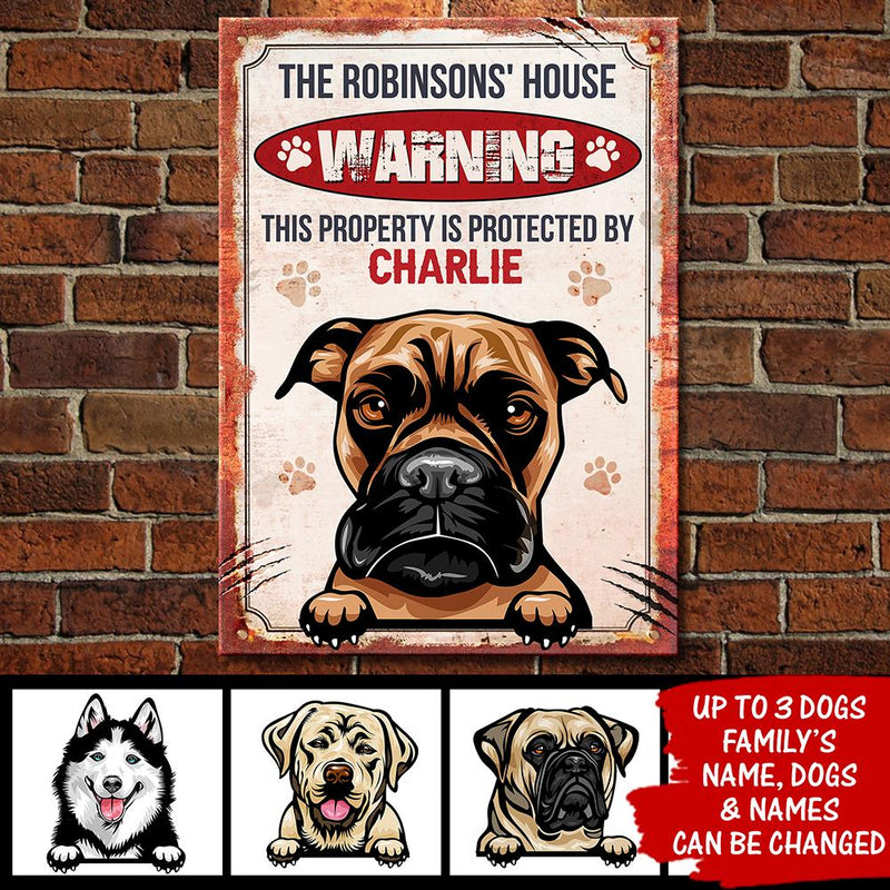 This Property Is Protected By  - Funny Personalized Dog Metal Sign