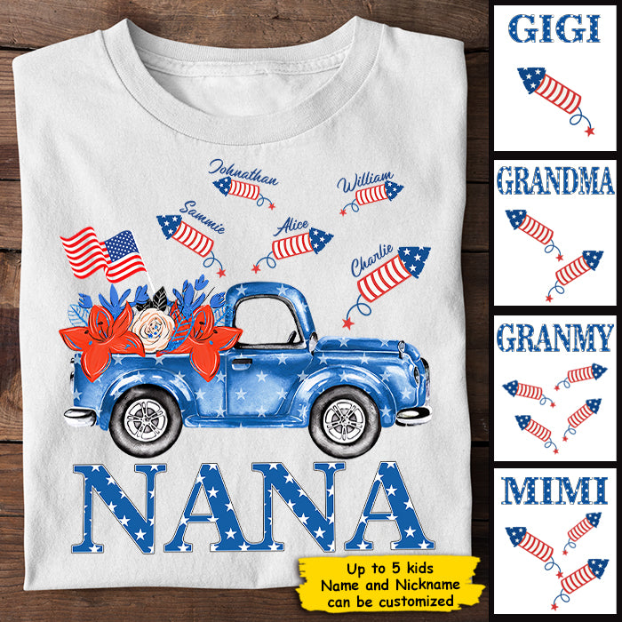 Nana Firecracker - Gift For 4th Of July - Personalized Unisex T-Shirt