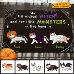 Custom Name Halloween Cat Family Decor - Personalized Doormat