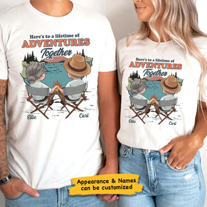 Here's To A Lifetime Of Adventures Together - Personalized Unisex T-shirt, Hoodie, Sweatshirt - Gift For Couple, Husband Wife, Anniversary, Engagement, Wedding, Marriage, Camping Gift