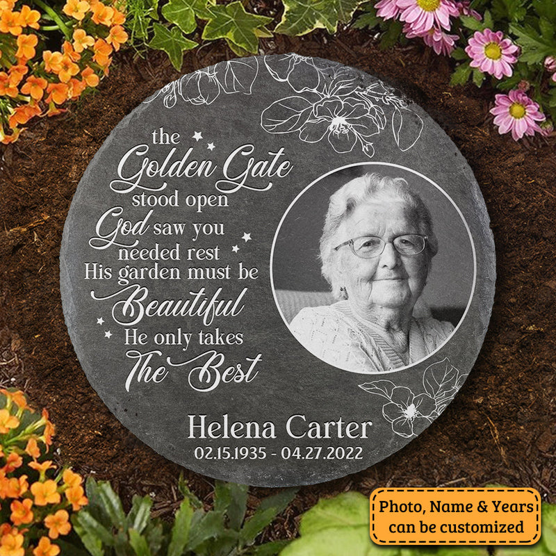 The Golden Gate Stood Open - Personalized Memorial Stone, Human Grave Marker - Upload Image, Memorial Gift, Sympathy Gift