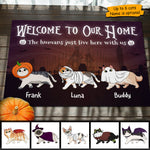 The Humans Just Live Here - Personalized Decorative Mat, Halloween Ideas.