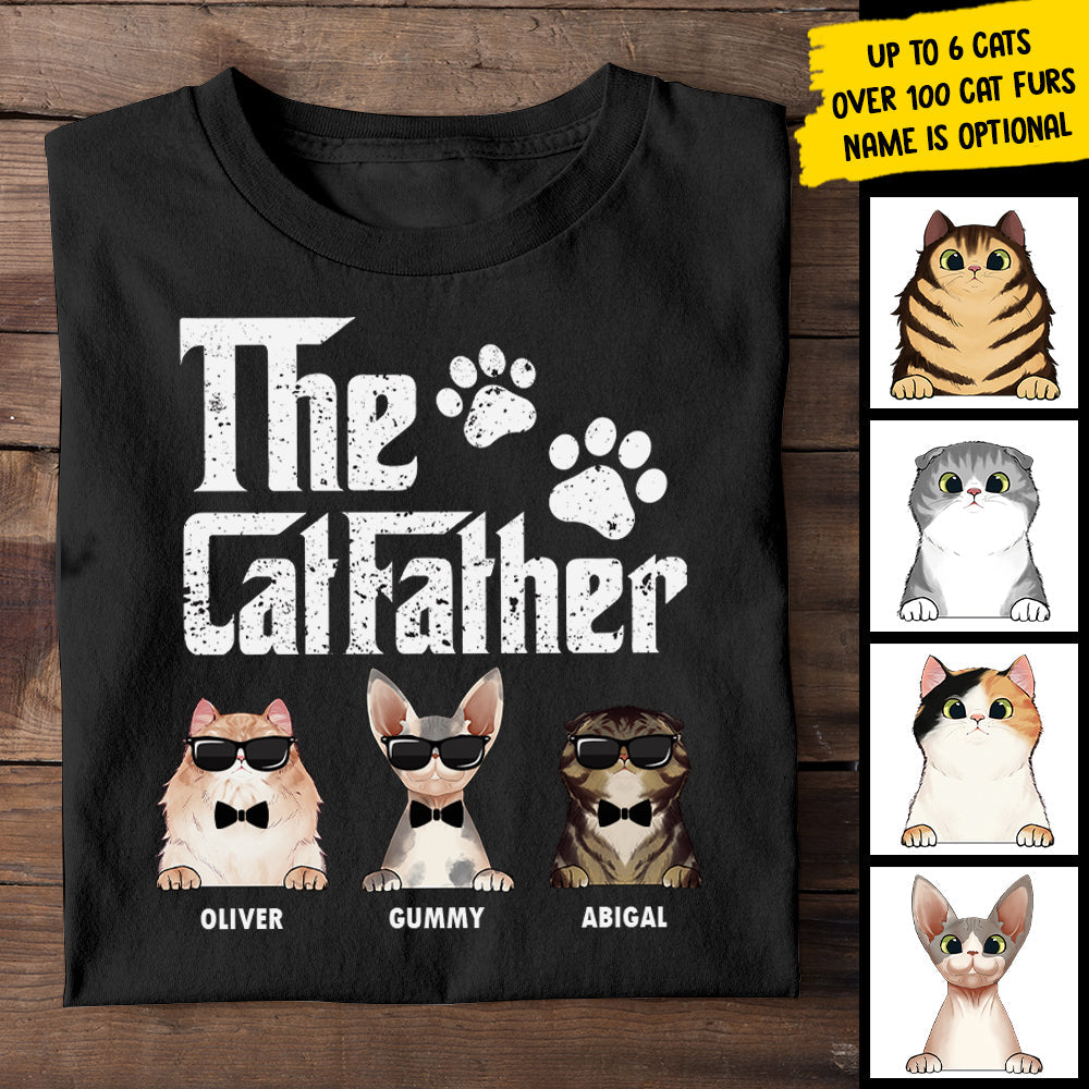 The Cat Father - Gift for Cat Dad, Cat Mom - Personalized Unisex T-Shirt, Hoodie.