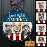 God Bless American - Funny Personalized Dog Door Sign