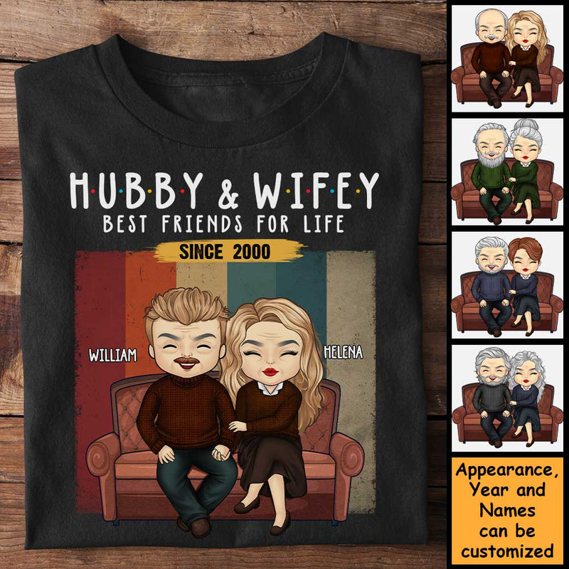 Hubby & Wifey, Best Friends For Life - Personalized Unisex T-Shirt, Hoodie, Sweatshirt - Gift For Couple, Husband Wife, Anniversary, Engagement, Wedding, Marriage Gift