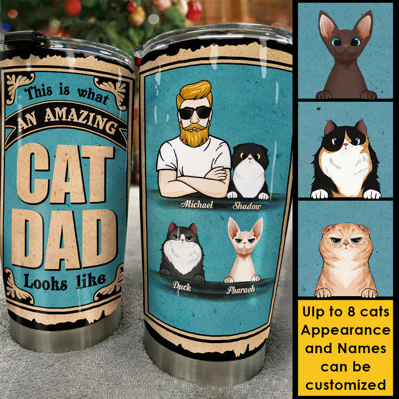 An Amazing Cat Dad - Personalized Tumbler - Gift For Dad
