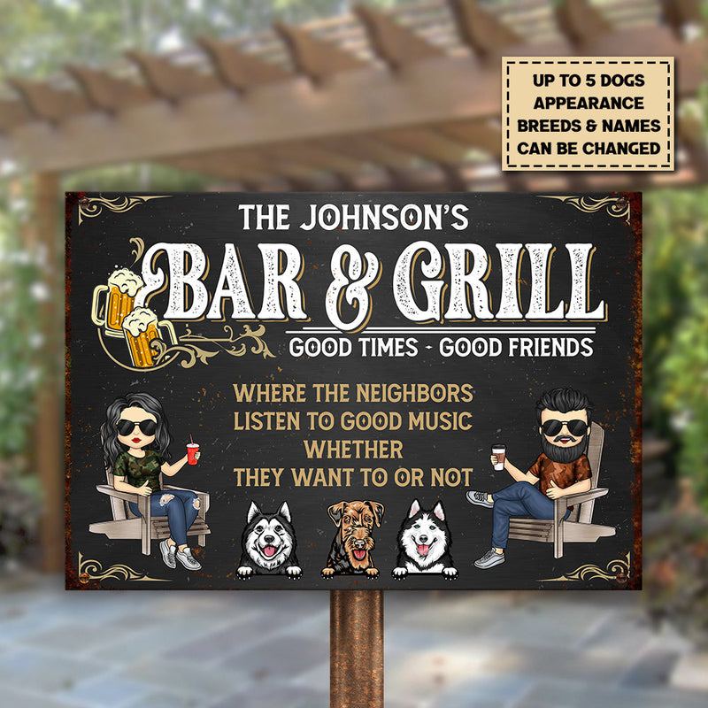 Bar & Grill Good Times - Personalized Metal Sign - Gift For Couples, Husband Wife
