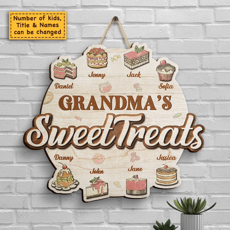 Grandma's Sweet Treats - Personalized Shaped Wood Sign - Gift For Grandma, Grandparents