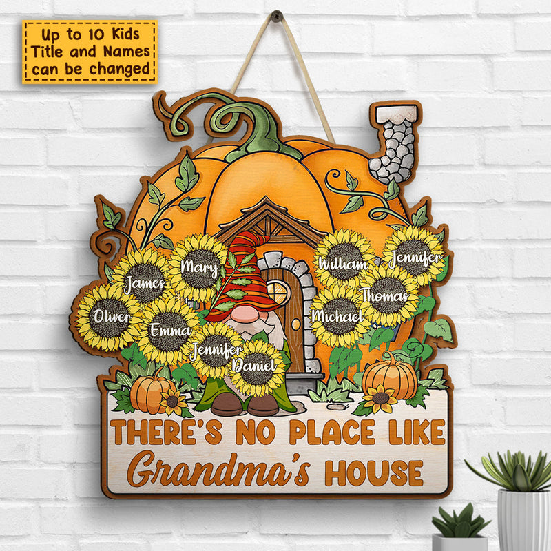There's No Place Like Grandma's House - Personalized Shaped Wood Sign - Gift For Grandma, Grandparents