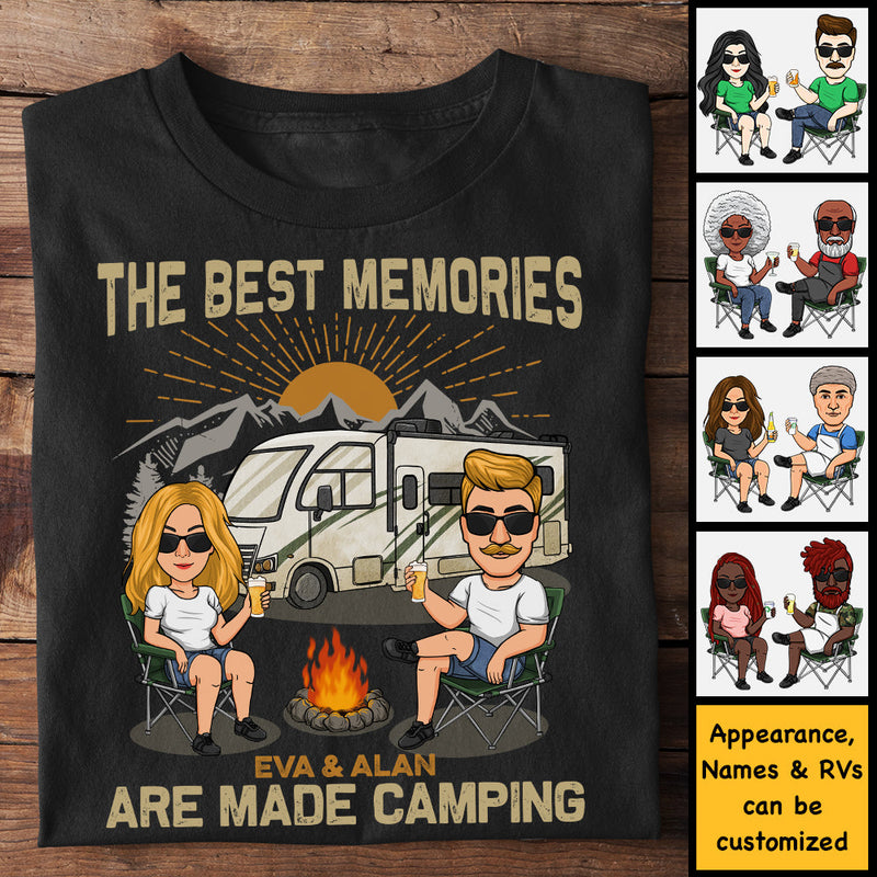 The Best Memories Are Made Camping - Personalized Unisex T-Shirt, Hoodie, Sweatshirt - Gift For Couple, Husband Wife, Anniversary, Engagement, Wedding, Marriage, Camping Gift