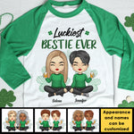 Luckiest Bestie Ever - Gift For Besties, Personalized St. Patrick's Day Unisex Raglan Shirt