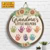 Grandma's Little Helpers - Personalized Shaped Wood Sign - Gift For Grandma, Grandparents