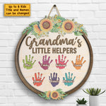 Grandma's Little Helpers - Personalized Shaped Wood Sign - Gift For Grandma, Grandparents