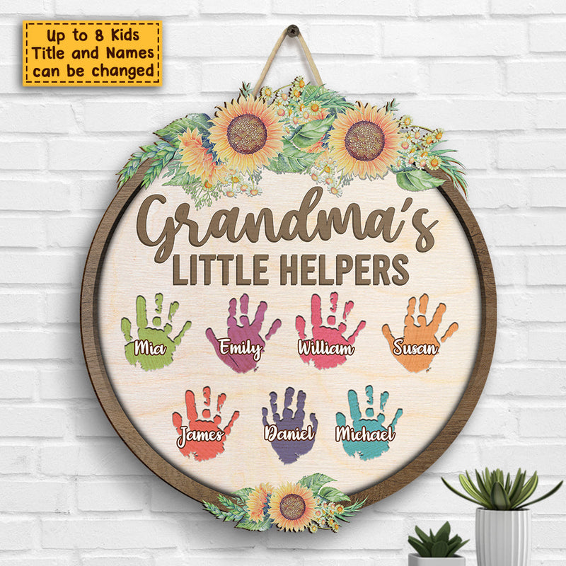 Grandma's Little Helpers - Personalized Shaped Wood Sign - Gift For Grandma, Grandparents