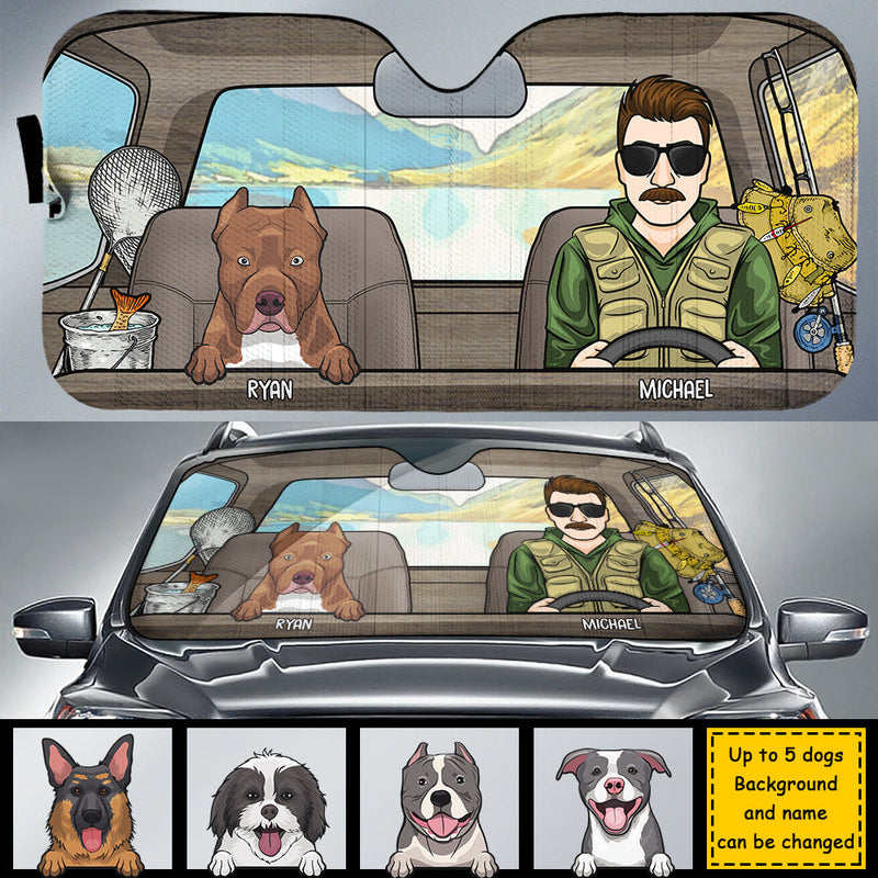 Man And His Dogs - Personalized Dog Auto Sun Shade