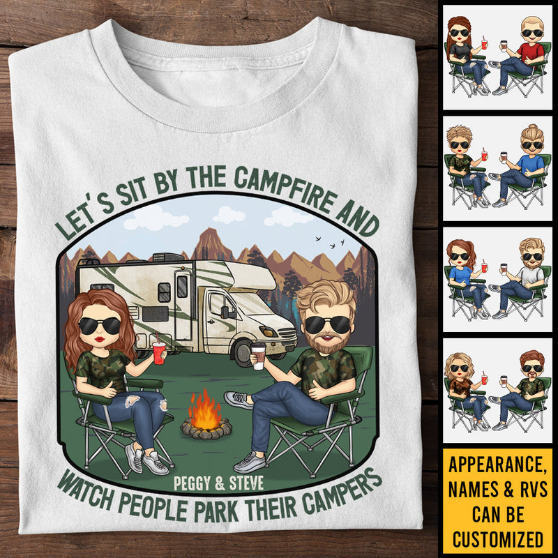 Let's Sit By The Campfire - Personalized Unisex T-shirt, Hoodie, Sweatshirt - Gift For Couple, Husband Wife, Anniversary, Engagement, Wedding, Marriage, Camping Gift