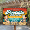 Poolside Grillin' & Chillin' - Personalized Metal Sign - Gift For Couples, Husband Wife