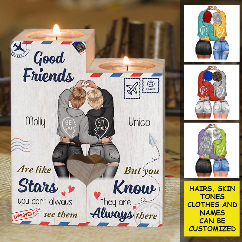 Good Friends Are Like Stars - Gift For Bestie - Personalized Candle Holder