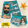 I Am With Stupid - Personalized Couple Beach Shorts - Gift For Couples, Husband Wife