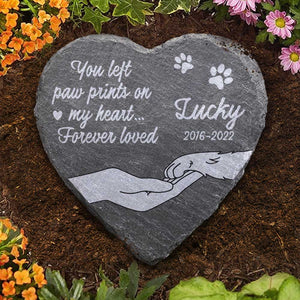 You Left Paw Prints On My Heart - Personalized Memorial Stone - Memorial Gift, Sympathy Gift