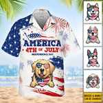 Happy Independence Day - Personalized Hawaiian Shirt - Gift For Dad, Gift For Pet Lovers