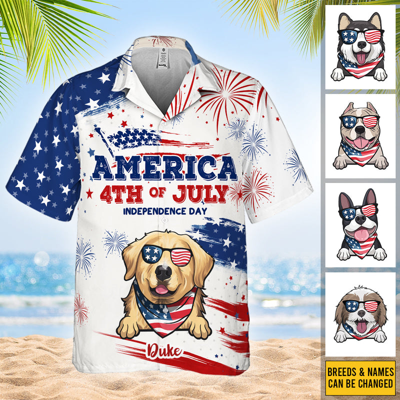 Happy Independence Day - Personalized Hawaiian Shirt - Gift For Dad, Gift For Pet Lovers