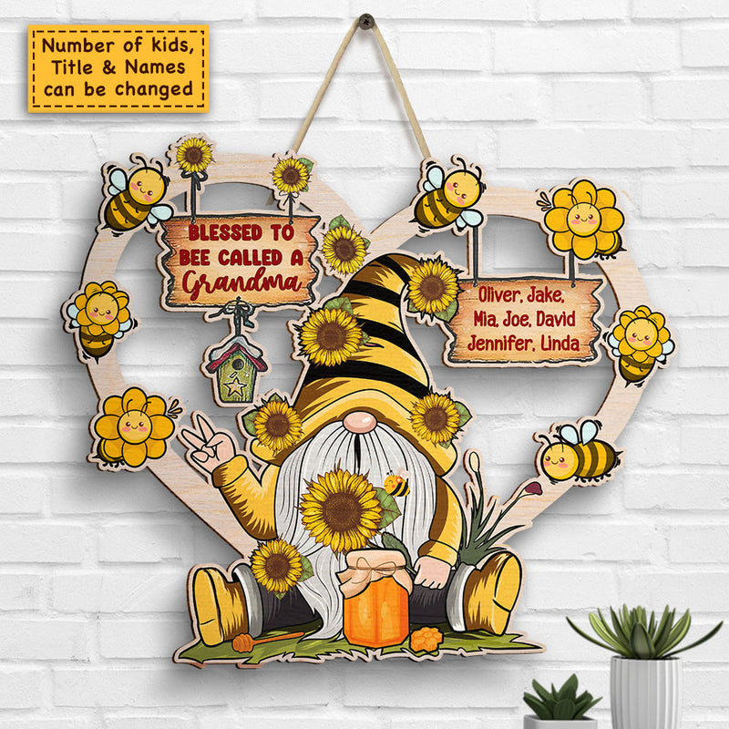 Blessed To Bee Called A Grandma - Personalized Shaped Wood Sign - Gift For Grandma, Grandparents