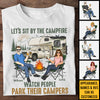 Let's Sit By The Campfire Watch People Park Their Campers - Personalized Unisex T-shirt, Hoodie, Sweatshirt - Gift For Couple, Husband Wife, Anniversary, Engagement, Wedding, Marriage, Camping Gift