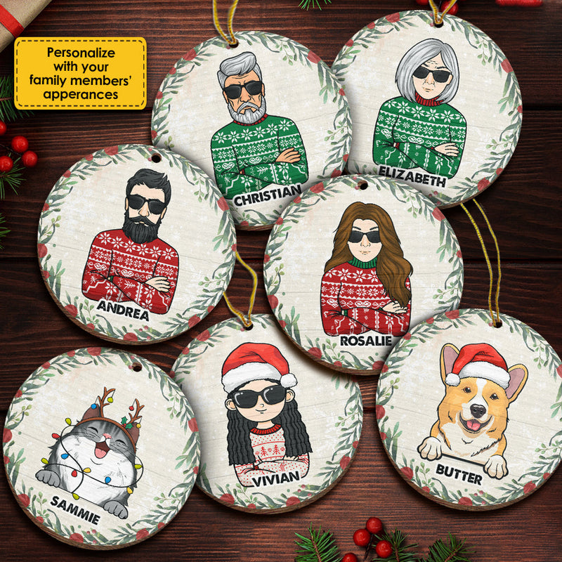 Spending Christmas Time With Your Beloved Ones - Personalized Custom Round Shaped Wood Christmas Ornament