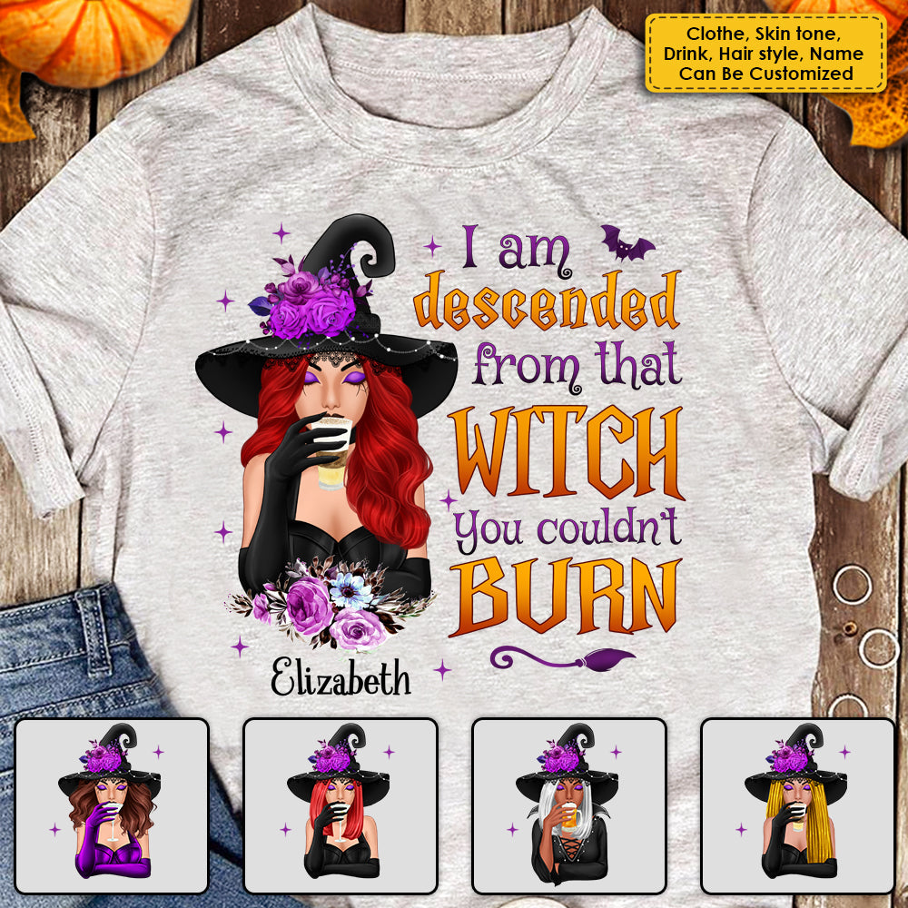 I Am Descended From That Witch - Personalized Unisex T-Shirt, Halloween Ideas..
