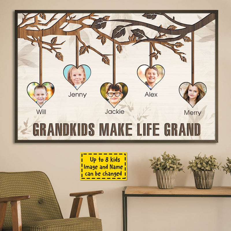 Let Grandkids Make Life Grand - Upload Image, Personalized Horizontal Poster