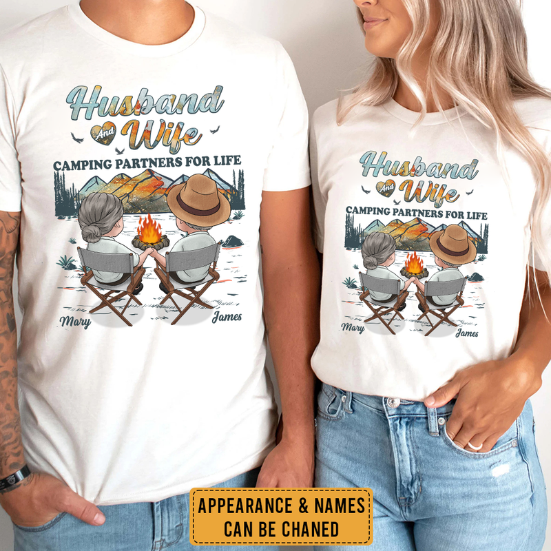 Camping Partners For Life - Personalized Unisex T-shirt, Hoodie, Sweatshirt - Gift For Couple, Husband Wife, Anniversary, Engagement, Wedding, Marriage, Camping Gift