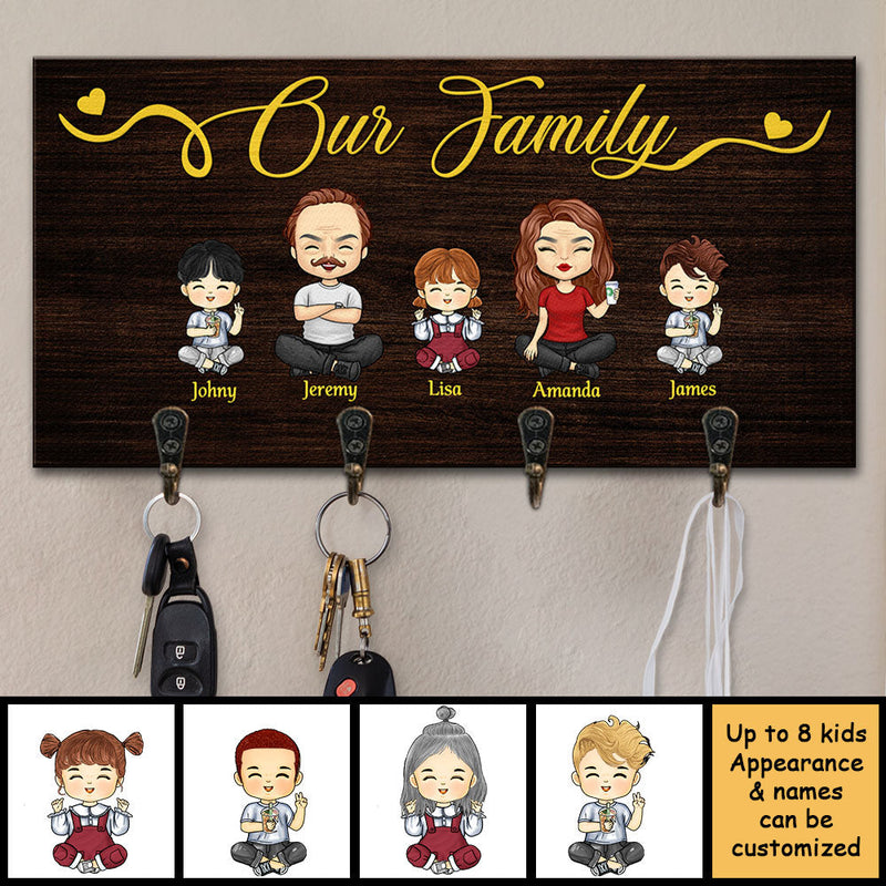 This Is Our Cheerful Family - Personalized Key Hanger, Key Holder - Gift For Couples, Husband Wife