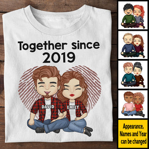 Together Since 2019 - Gift For Couples, Husband Wife, Personalized Unisex T-shirt, Hoodie.