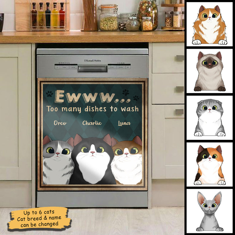 Custom Name Funny Cat Lover Kitchen Decor - Personalized Dishwasher Cover