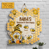 Grandma Bee Happy - Personalized Shaped Wood Sign - Gift For Grandma, Grandparents