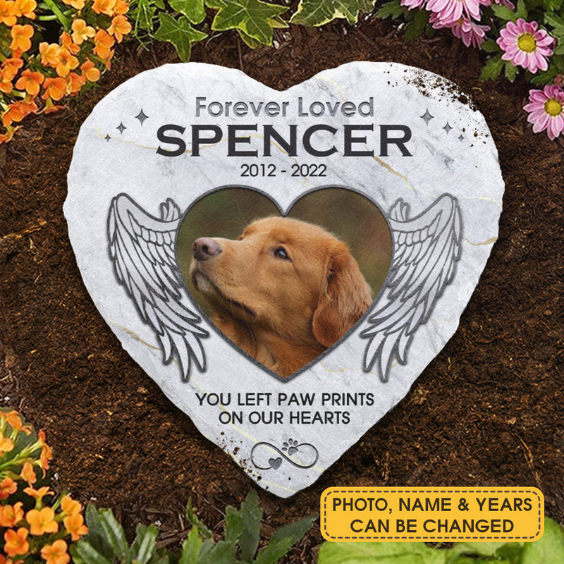 Paw Prints On Our Hearts - Personalized Memorial Stone, Pet Grave Marker - Upload Image, Memorial Gift, Sympathy Gift