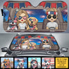 Couple & Dogs 4th July - Personalized Auto Sunshade - Gift For Couples, Husband Wife