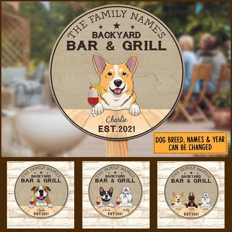 Dog Backyard Bar & Grill - Funny Personalized Dog Wood Sign