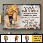 When We Get To The End Of Our Lives Together, I Had You And You Had Me - Gift For Couples, Personalized Horizontal Poster