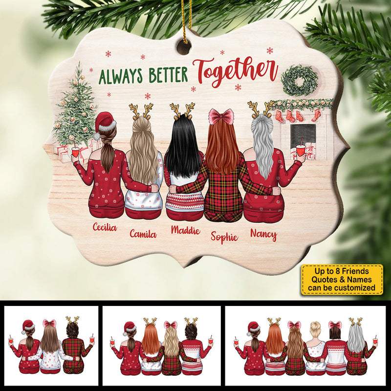 Always Better Together - Personalized Custom Benelux Shaped Wood Christmas Ornament