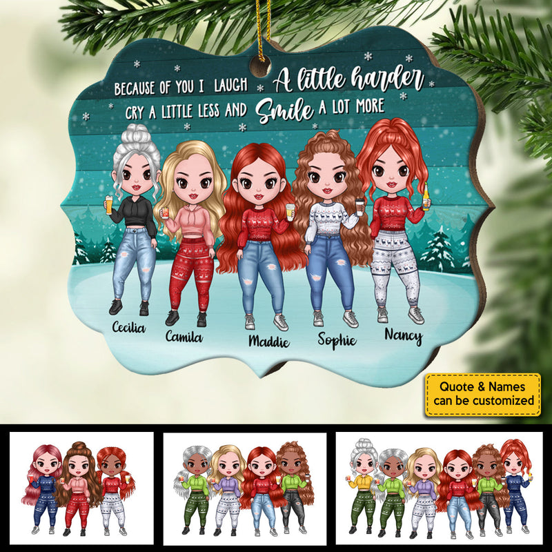 There Is No Greater Gift Than Sisters - Personalized Custom Benelux Shaped Wood Christmas Ornament