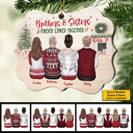 Brothers And Sisters Forever Linked Together - Personalized Custom Benelux Shaped Wood Christmas Ornament