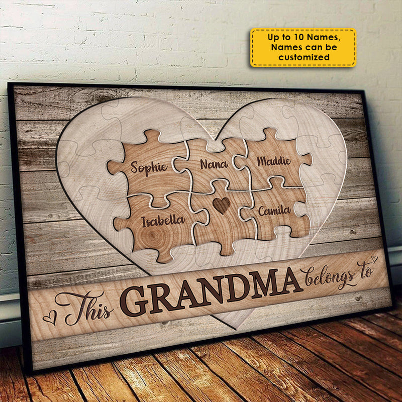 Wooden Heart - Belong To - Personalized Horizontal Poster