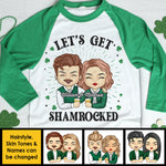 Let's Get Shamrocked - Gift For Couples, Husband Wife, Personalized St. Patrick's Day Unisex Raglan Shirt