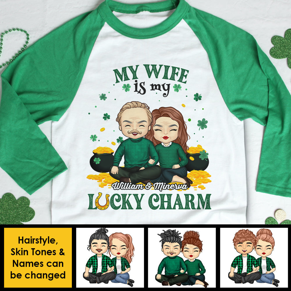 You're My Lucky Charm - Gift For Couples, Husband Wife, Personalized St. Patrick's Day Unisex Raglan Shirt.