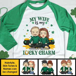 You're My Lucky Charm - Gift For Couples, Husband Wife, Personalized St. Patrick's Day Unisex Raglan Shirt.